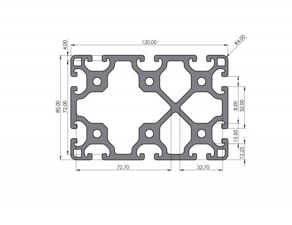 Aluminium profile 120x80 light groove 8 I-type